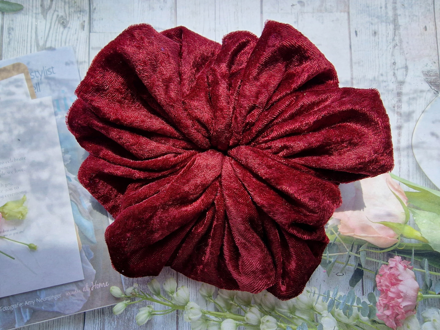Velvet Scrunchie Wine Red