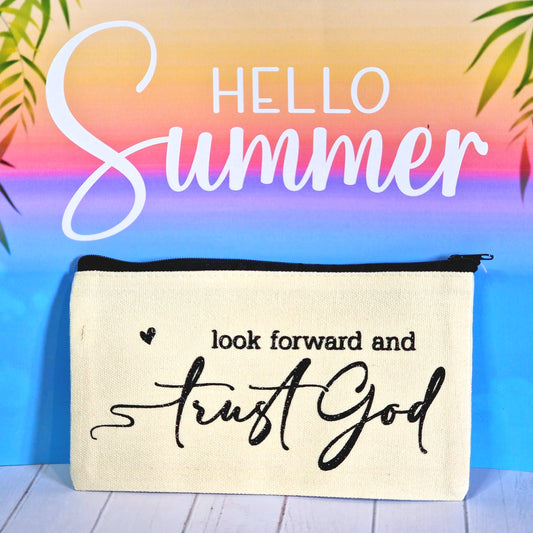 Make Up Bag | Pencil Pouch | Canvas Zipper Bag Pouch | Thank & Trust God