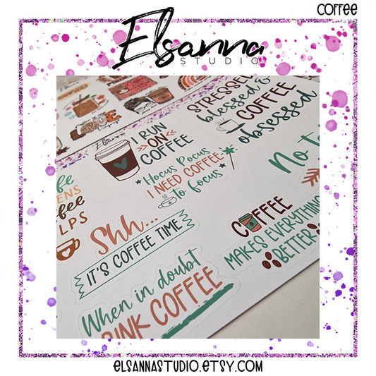 Coffee Sticker Sheet | Coffee | Iced Coffee | CoffeeHolic | Coffee Stickers