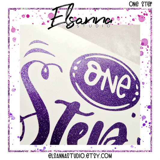 Vinyl Decal | Glitter Purple | Script | One Step At A Time