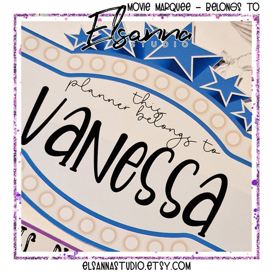 This Planner Belongs To | Planner Name Sticker | Planner Intro Sticker |Movie Marquee Stars Name Sticker