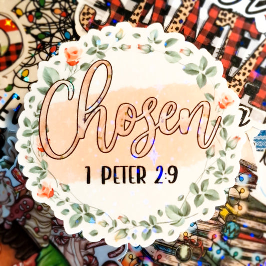 Chosen Floral Bible Die Cut Sticker