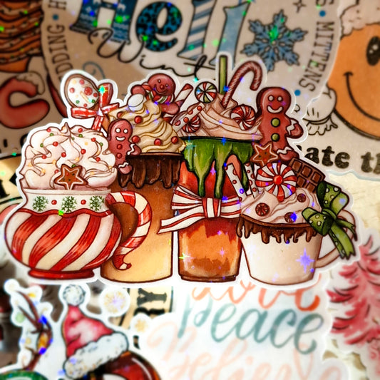 Christmas Coffees Die Cut Sticker