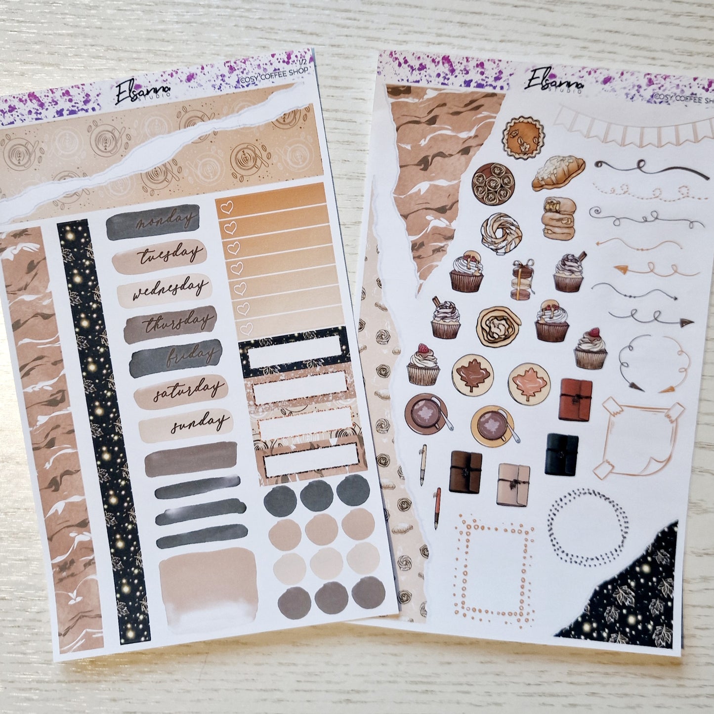 Cosy Coffee Shop | Planner Stickers | Weekly Sticker Kit | Vertical Sticker Kit | Foil Stickers | Monthly Sticker Kit | Journaling Stickers