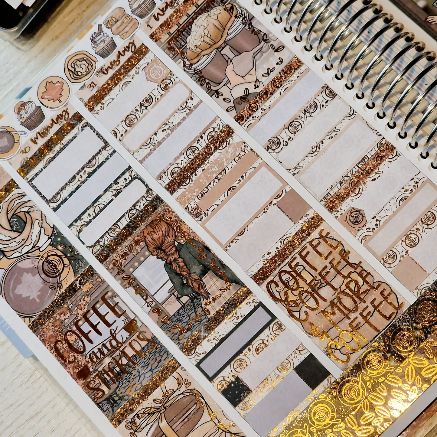 Cosy Coffee Shop | Planner Stickers | Weekly Sticker Kit | Vertical Sticker Kit | Foil Stickers | Monthly Sticker Kit | Journaling Stickers