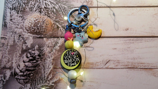 Beaded Key Ring | Key Chain | Love You To The Moon | Bag Charm