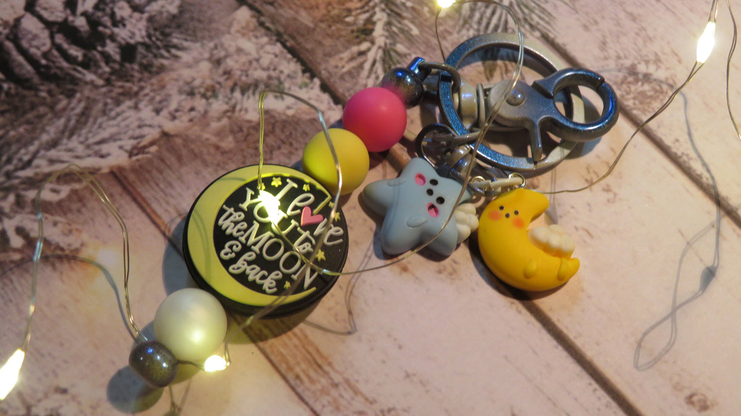 Beaded Key Ring | Key Chain | Love You To The Moon | Bag Charm