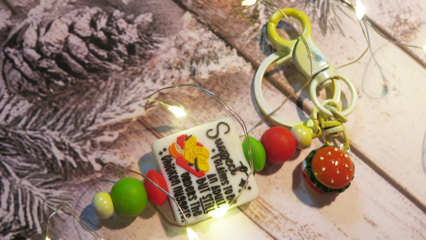 Beaded Key Ring | Key Chain | Bag Charm | Chicken Nuggets