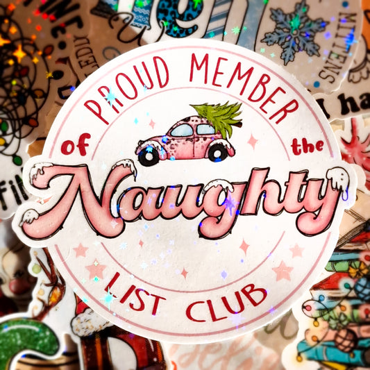 Naughty List Club Christmas Die Cut Sticker