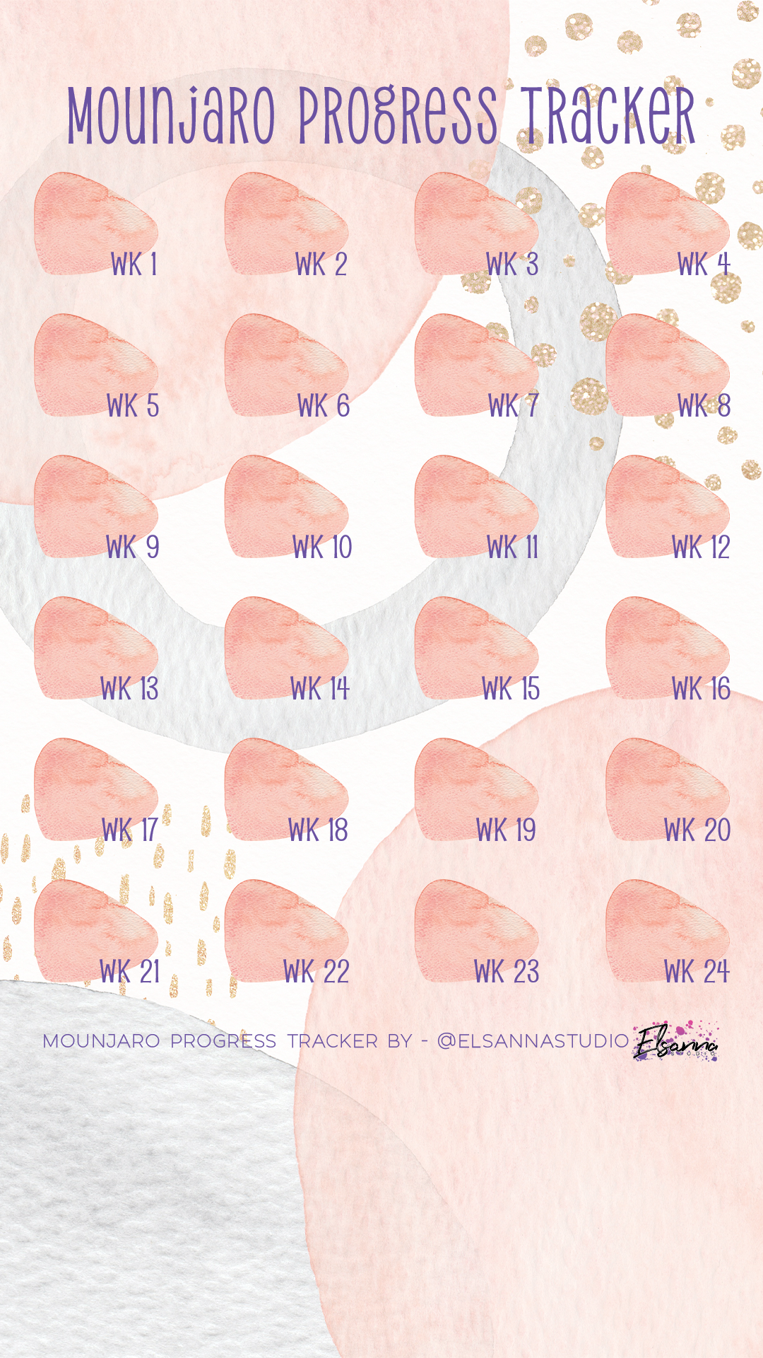 Mounjaro Progress Tracker Pink Abstract 4 & 5 Week