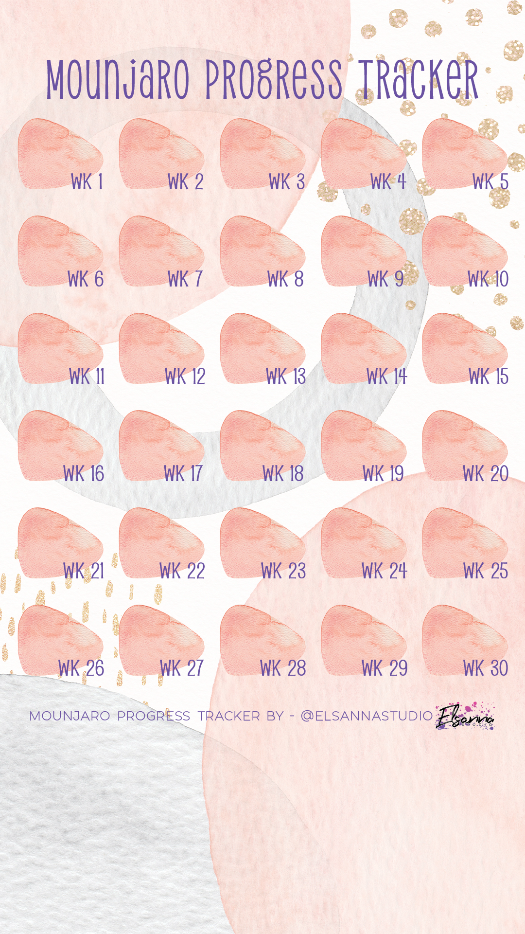 Mounjaro Progress Tracker Pink Abstract 4 & 5 Week