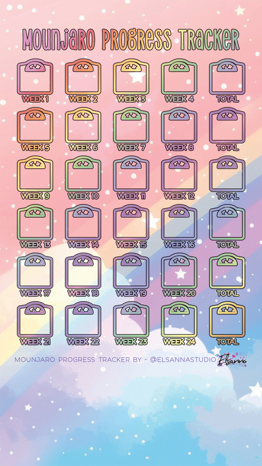 Mounjaro Progress Tracker Pastel Rainbow 4 & 5 Week