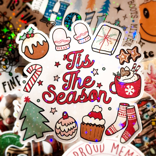 Tis The Season Christmas Die Cut Sticker