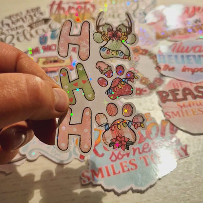 HoHoHo Paw Prints Christmas Die Cut Sticker