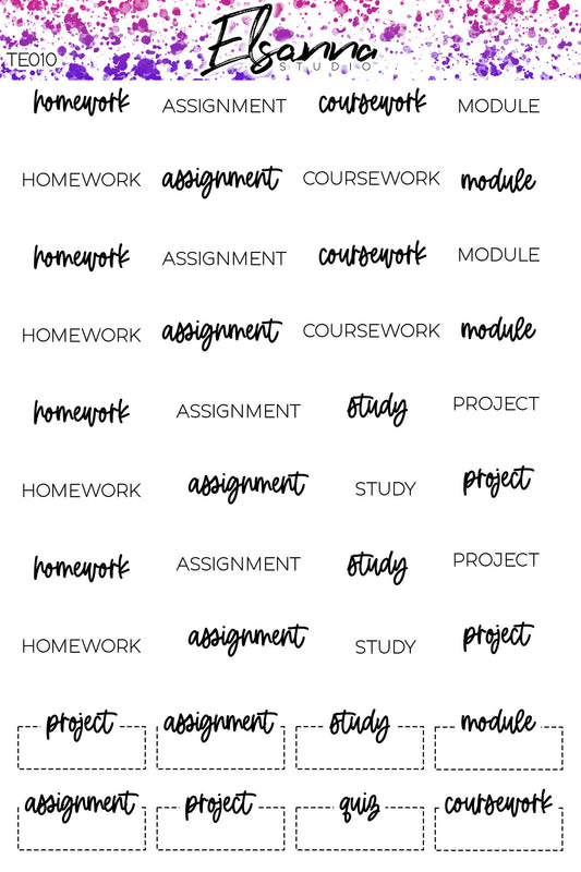 Word Stickers | Script Stickers | Planner Scripts | Homework