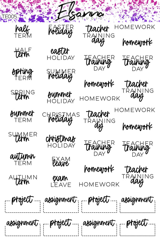 Word Stickers | Script Stickers | Planner Scripts | School