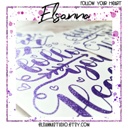 Vinyl Decal | Glitter Purple | Hearts | Follow Your Heart