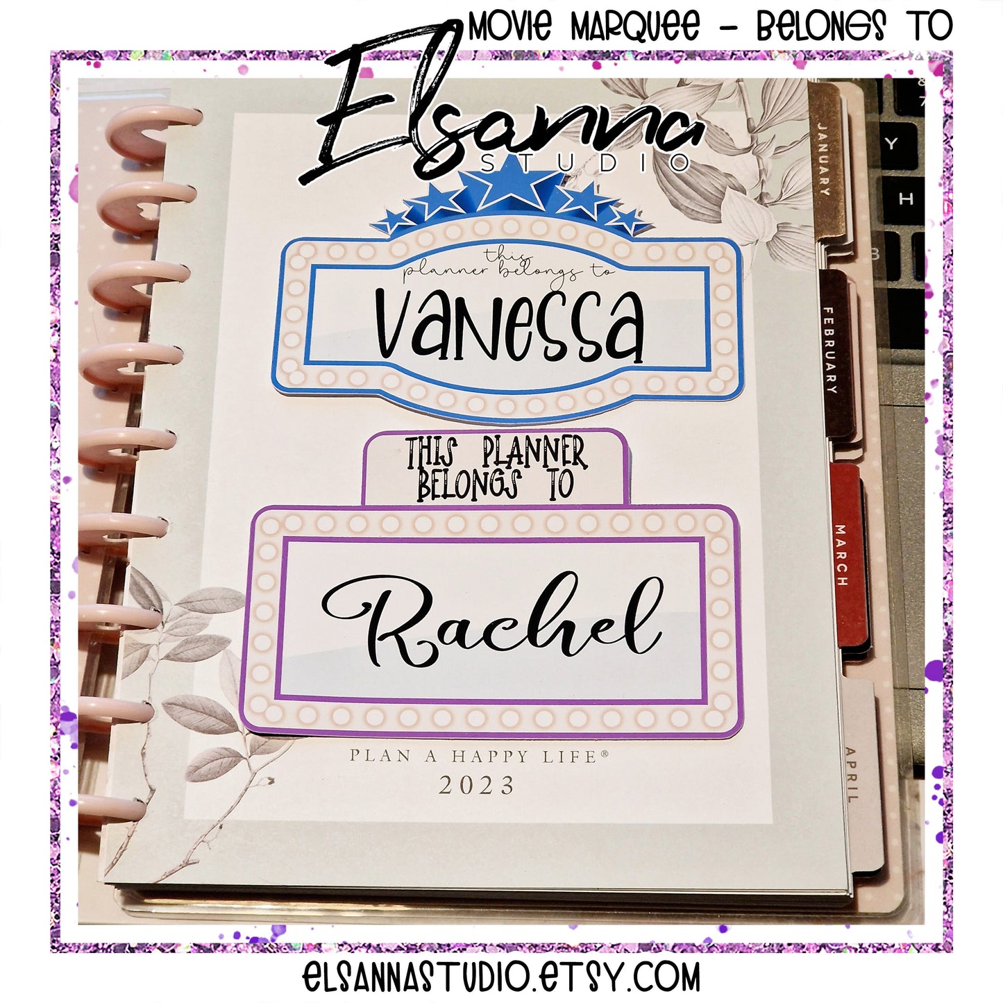 This Planner Belongs To | Planner Name Sticker | Planner Intro Sticker |Movie Marquee Name Sticker