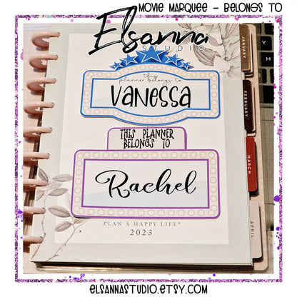 This Planner Belongs To | Planner Name Sticker | Planner Intro Sticker |Movie Marquee Name Sticker