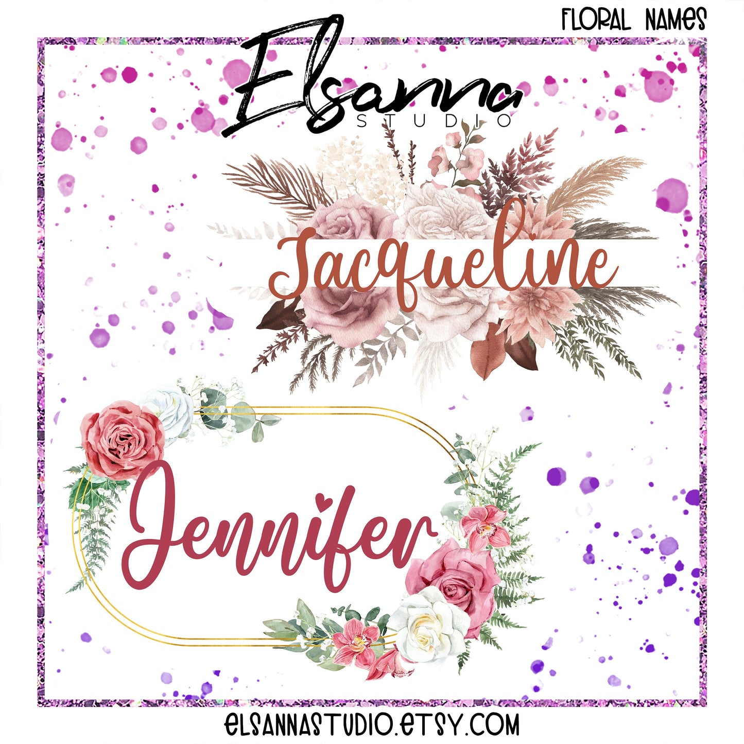 Floral Name Stickers | Boho Flower Name | Planner Name Sticker | Name Sticker | Flowery Name Sticker | Boho Floral Name