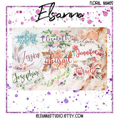 Floral Name Stickers | Boho Flower Name | Planner Name Sticker | Name Sticker | Flowery Name Sticker | Boho Floral Name