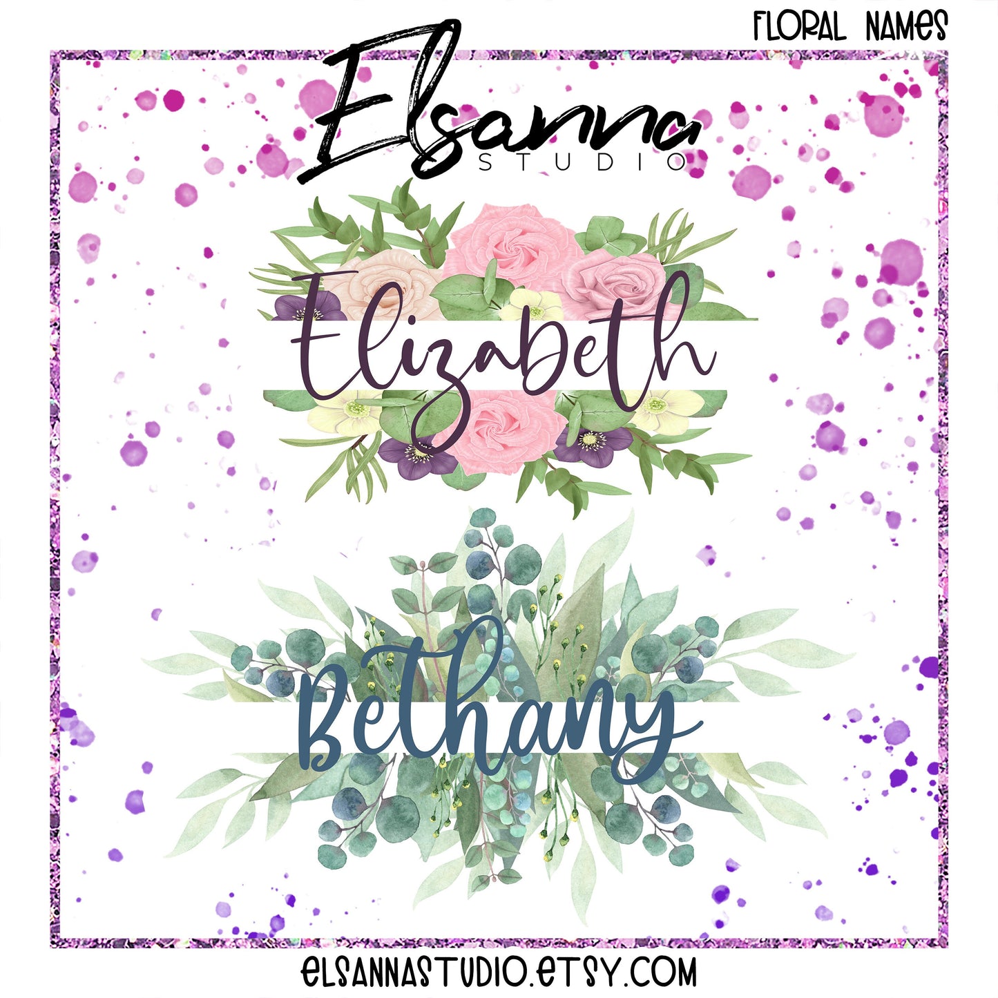 Floral Name Stickers | Boho Flower Name | Planner Name Sticker | Name Sticker | Flowery Name Sticker | Boho Floral Name