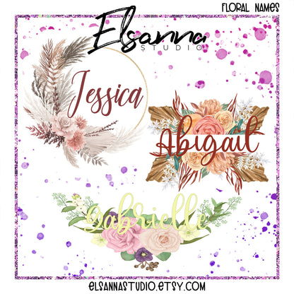 Floral Name Stickers | Boho Flower Name | Planner Name Sticker | Name Sticker | Flowery Name Sticker | Boho Floral Name